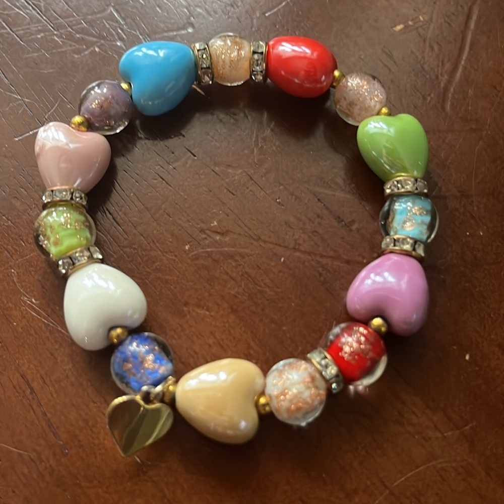 Zecchin bracelet glass beads hearts charms Elegant Multicolor Beaded Bracelet‎ - Picture 6 of 7
